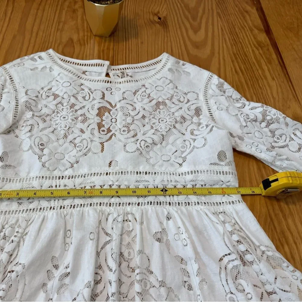 SPELL Clover Lace Blouse Semi Sheer Lattice Trim Crochet Women’s SIZE SMALL - Picture 7 of 12